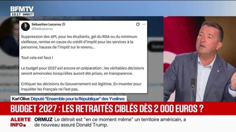 BUDGET 2027: « JE SUIS CONTRE LE FAIT D’ALLER TAPER DANS LE PORTEFEUILLE DES RETRAITÉS », LANCE KARL OLIVE, DÉPUTÉ ENSEMBLE POUR LA RÉPUBLIQUE