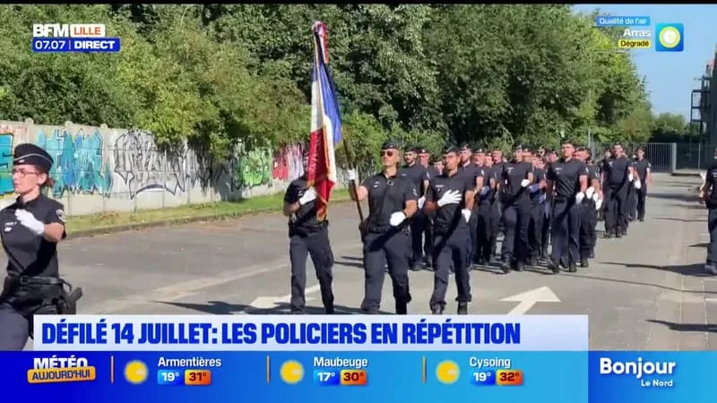 RÉPÉTITION DES POLICIERS AVANT LE DÉFILÉ DU 14 JUILLET À LILLE