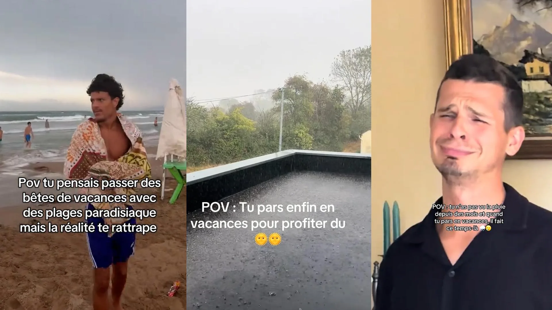 MÉTÉO : APRÈS CINQ CANICULES, LA PLUIE FAIT CRAQUER CES VACANCIERS DE LA FIN AOÛT