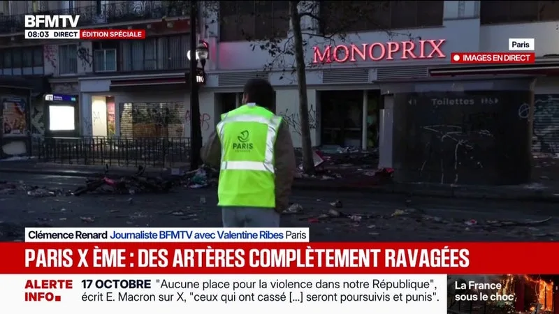 AU LENDEMAIN D’UNE JOURNÉE DE VIOLENCES, LE TRAVAIL DES AGENTS DE LA PROPRETÉ DE LA MAIRIE DE PARIS POUR REMETTRE EN ÉTAT LES RUES
