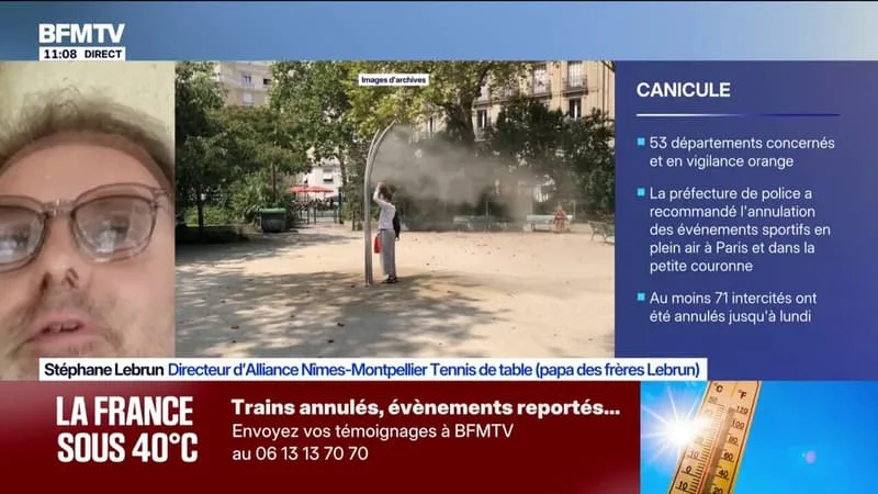 CANICULE: « ON FAIT UN PEU PLUS DE PAUSES, ON COMMENCE PLUS TÔT », EXPLIQUE STÉPHANE LEBRUN, DIRECTEUR D’ALLIANCE NÎMES-MONTPELLIER TENNIS DE TABLE