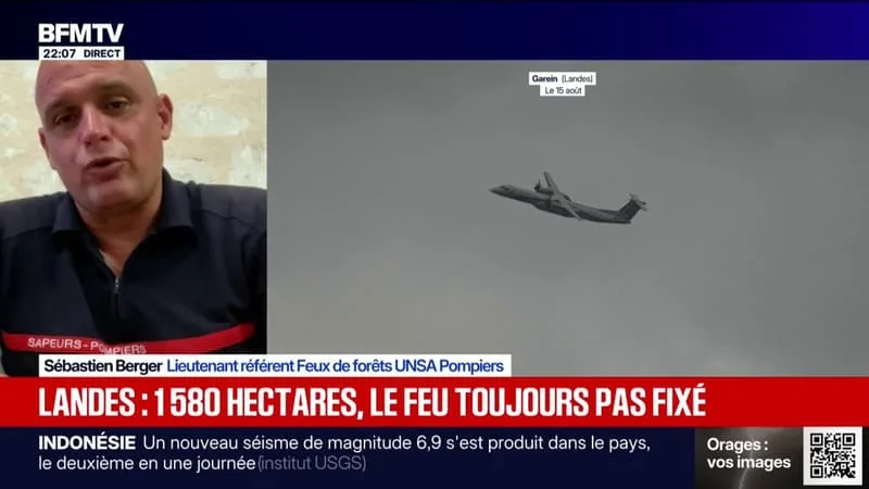 INCENDIE DANS LES LANDES: « CETTE NUIT, IL FAUDRA ÊTRE VIGILANT », EXPLIQUE SÉBASTIEN BERGER (UNSA POMPIERS)