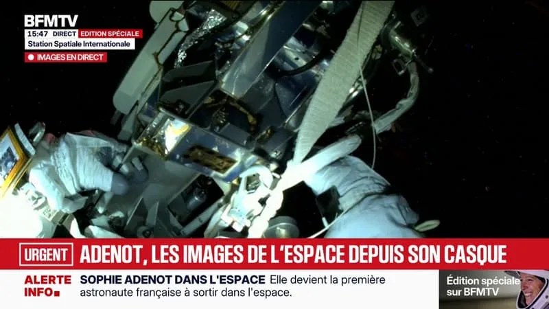 SOPHIE ADENOT DANS L’ESPACE: LES MANŒUVRES SUIVIES DE PRÈS GRÂCE À DES CAMÉRAS SUR LES CASQUES ET DES MICROS