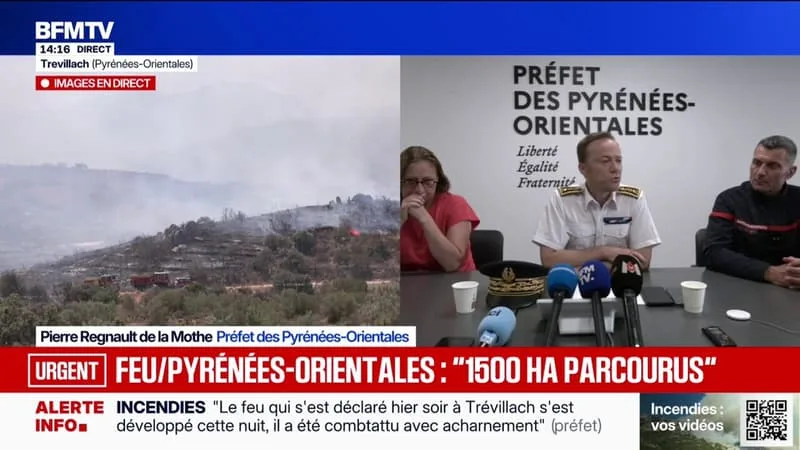 INCENDIE À TRÉVILLACH: « 700 SAPEURS-POMPIERS SONT À PIED D’ŒUVRE », AVEC « 200 VÉHICULES » ET « 9 MOYENS AÉRIENS », ÉNUMÈRE LE PRÉFET DES PYRÉNÉES-ORIENTALES