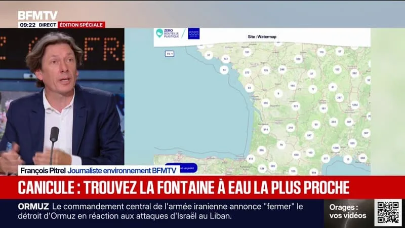 CANICULE: CE SITE INTERNET PERMET DE TROUVER LA FONTAINE À EAU LA PLUS PROCHE DE NOTRE POSITION