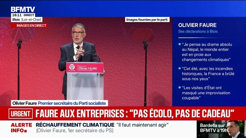 « PLUS AUCUN BUDGET DE L’ÉTAT NE DEVRA ÊTRE PRÉSENTÉ S’IL DEMANDE PLUS À NOTRE TERRE QUE CE QU’ELLE PEUT NOUS DONNER », ESTIME OLIVIER FAURE, PREMIER SECRÉTAIRE DU PS