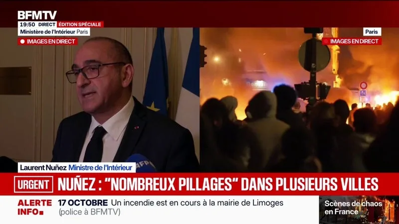 MOBILISATIONS DU 17 OCTOBRE: « IL Y A UNE MISE À FEU À L’INTÉRIEUR DE LA MAIRIE DE LIMOGES », ANNONCE LE MINISTRE DE L’INTÉRIEUR LAURENT NUÑEZ