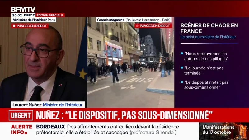 MOBILISATIONS DU 17 OCTOBRE: « UNE ENQUÊTE EST EN COURS » APRÈS QU’UN MANIFESTANT A EU LA MAIN ARRACHÉE À SAINT ETIENNE, DÉCLARE LE MINISTRE DE L’INTÉRIEUR LAURENT NUÑEZ