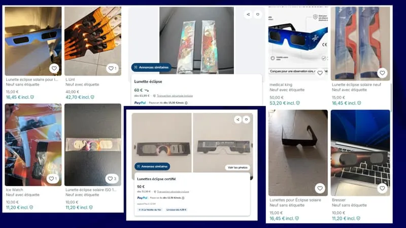JUSQU’À 60 EUROS LA PAIRE: À LA VEILLE DE L’ÉCLIPSE, LES OFFRES DE LUNETTES D’OBSERVATION SE MULTIPLIENT SUR LES SITES DE REVENTE
