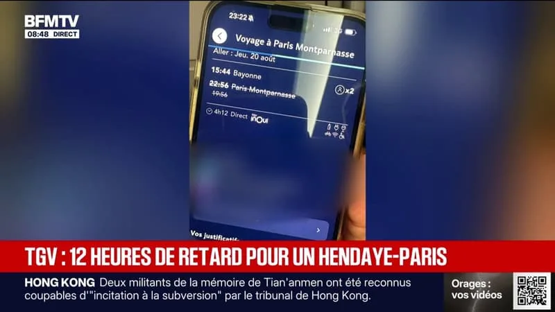TGV HENDAYE-PARIS: UNE NUIT À BORD ET PLUS DE DOUZE HEURES DE RETARD