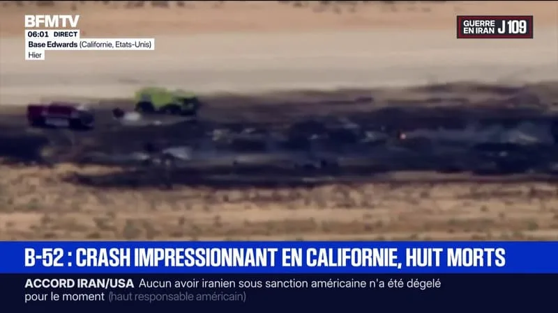 UN BOMBARDIER B-52 AMÉRICAIN S’ÉCRASE EN CALIFORNIE AVEC HUIT PERSONNES À SON BORD