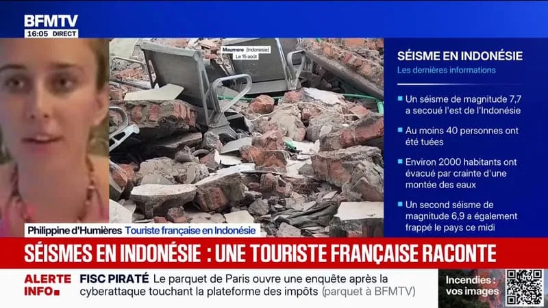 SÉISMES EN INDONÉSIE: « EN QUELQUES SECONDES, LES SECOUSSES SE SONT INTENSIFIÉES », TÉMOIGNE PHILIPPINE, TOURISTE FRANÇAISE