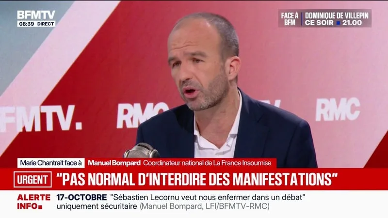 CONGRÈS DU RN À ORLÉANS: MANUEL BOMPARD, COORDINATEUR NATIONAL DE LFI, APPELLE À « DES MANIFESTATIONS PACIFIQUES ET NON VIOLENTES »