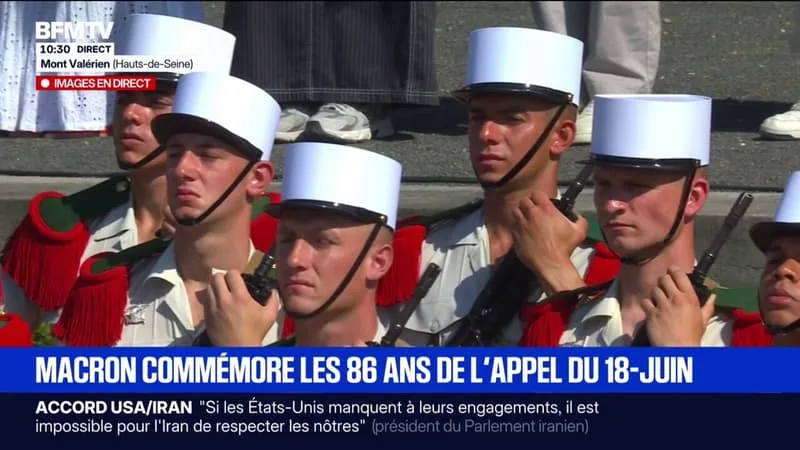 COMMÉMORATION DU 18-JUIN: EMMANUEL MACRON PASSE LES TROUPES EN REVUE AU MONT VALÉRIEN