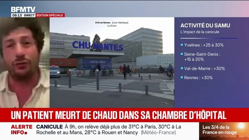 CANICULE: BENJAMIN ROSSI, MÉDECIN INFECTIOLOGUE À L’HÔPITAL ROBERT BALLANGER (AULNAY-SOUS-BOIS), ÉVOQUE « LE RISQUE DE PATIENTS QUI FUGUENT » À CAUSE DE LA CHALEUR DANS LES CHAMBRES