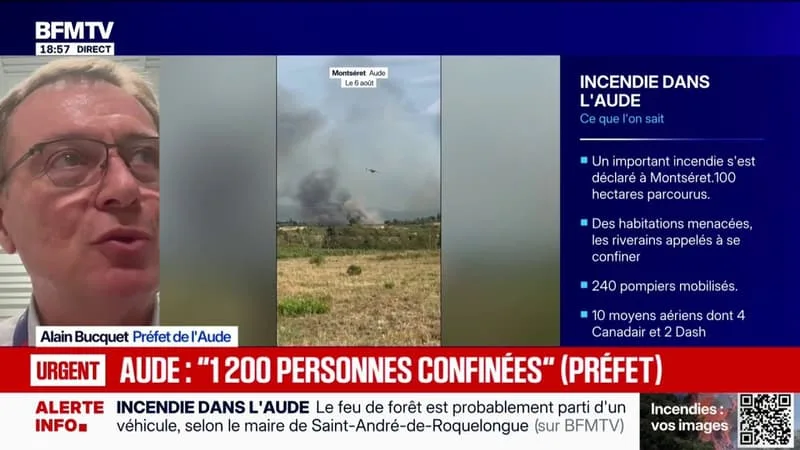 INCENDIE DANS L’AUDE: UNE CELLULE DE CRISE ACTIVÉE PAR LA PRÉFECTURE, 1.200 PERSONNES CONFINÉES