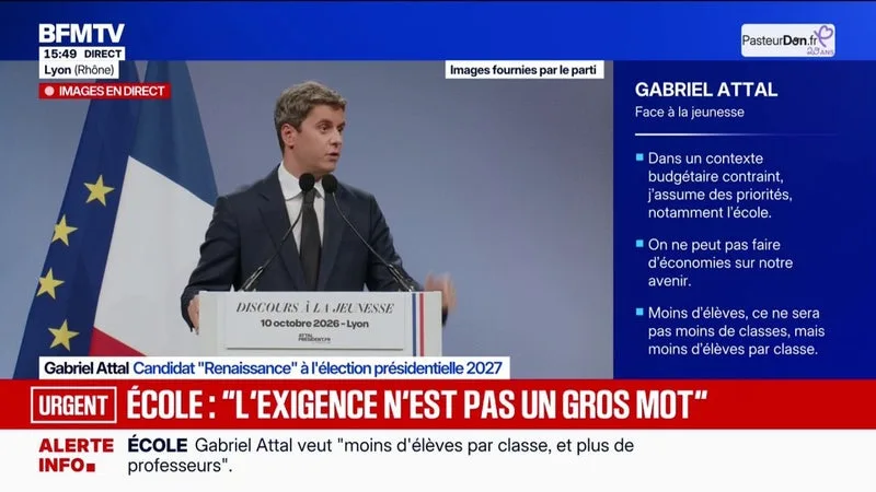 PRÉSIDENTIELLE: « SI JE SUIS ÉLU, JE DONNERAI CINQ ANS MAXIMUM À MON GOUVERNEMENT POUR ADAPTER AU CHANGEMENT CLIMATIQUE L’ENSEMBLE DE NOS ÉTABLISSEMENTS SCOLAIRES », PROMET GABRIEL ATTAL, CANDIDAT « RENAISSANCE »