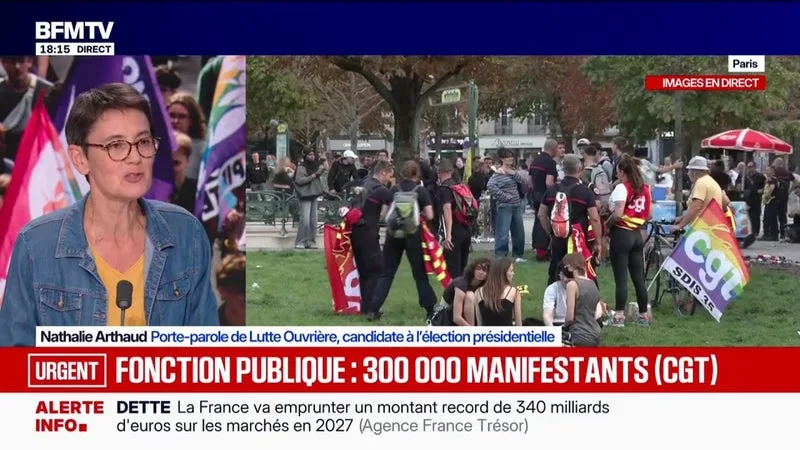 « LA FONCTION PUBLIQUE, C’EST LE ROYAUME DES BAS SALAIRES », ESTIME NATHALIE ARTHAUD, PORTE-PAROLE DE LUTTE OUVRIÈRE ET CANDIDATE À L’ÉLECTION PRÉSIDENTIELLE