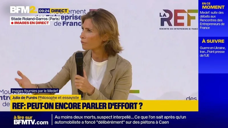 RENCONTRE DES ENTREPRENEURS DE FRANCE: « POUR FAIRE SENS, LE TRAVAIL DOIT CONCÉDER À N’ÊTRE QU’UN MOYEN AU SERVICE DE LA VIE », ESTIME LA PHILOSOPHE JULIA DE FUNÈS