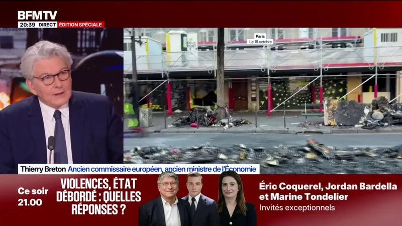 VIOLENCES DU 17 OCTOBRE: « ON A FAILLI À INTÉGRER NOTRE JEUNESSE », ESTIME THIERRY BRETON, ANCIEN COMMISSAIRE EUROPÉEN ET ANCIEN MINISTRE DE L’ÉCONOMIE