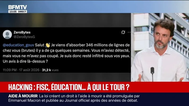 FUITE DE DONNÉES DE L’ÉDUCATION NATIONALE: « NOUS SOMMES CONFRONTÉS À DES CHOSES EXTRÊMEMENT PRÉOCCUPANTES », JUGE FRANÇOIS RESNAIS (SNPDEN)