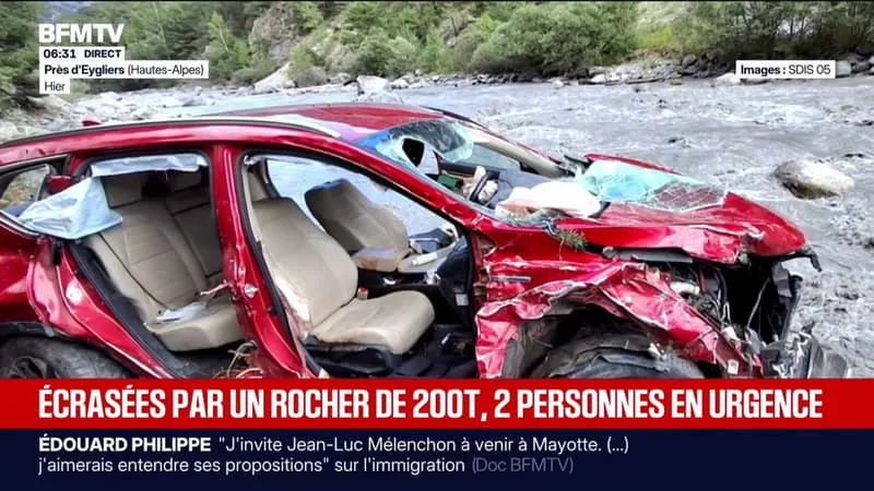 HAUTES-ALPES: UNE VOITURE CHUTE DANS UNE RIVIÈRE APRÈS UN ÉBOULEMENT EN MONTAGNE D’UN ROCHER DE 200 TONNES, DEUX PERSONNES GRAVEMENT BLESSÉES