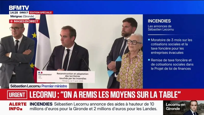 AIDES POUR LES COMMUNES TOUCHÉES PAR LES INCENDIES: « ON PEUT TRÈS VITE ATTEINDRE DES SOMMES QUI PEUVENT ALLER AU-DELÀ DE 100 MILLIONS D’EUROS », PRÉCISE SÉBASTIEN LECORNU