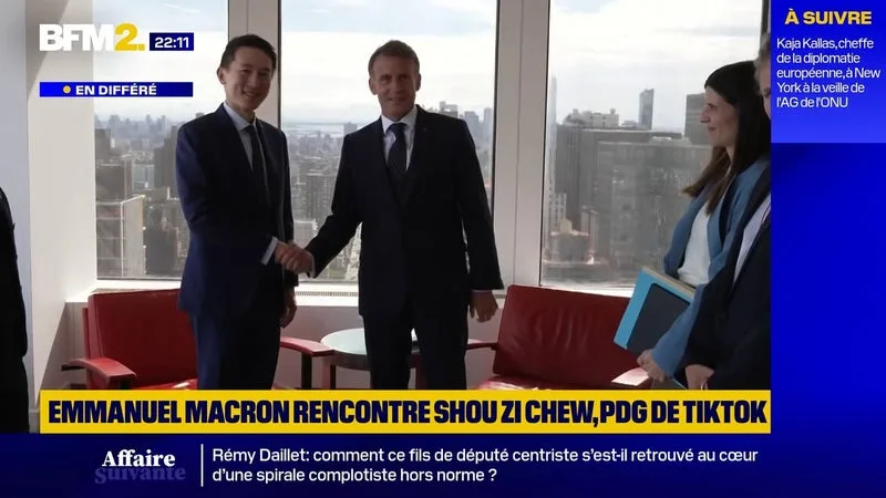 À NEW YORK, EMMANUEL MACRON RENCONTRE SHOU ZI CHEW, LE PDG DE TIKTOK
