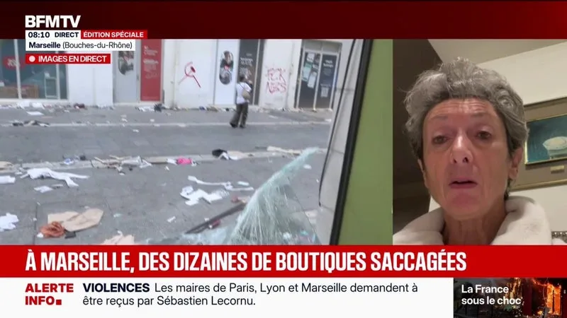 « PLUS DE LA MOITIÉ DES BOUTIQUES DU CENTRE-VILLE ONT ÉTÉ SACCAGÉES ET PILLÉES », INDIQUE NICOLE RICHARD-VERSPIEREN, PRÉSIDENTE DE L’ASSOCIATION DES COMMERÇANTS DU CENTRE-VILLE DE MARSEILLE