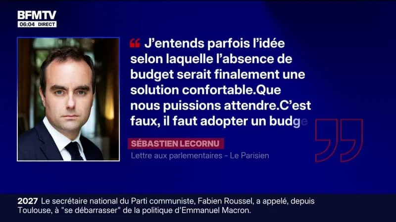 SÉBASTIEN LECORNU APPELLE LES PARLEMENTAIRES À ADOPTER UN BUDGET POUR 2027 SOUS PEINE DE « DÉSORDRE » DANS UNE LETTRE