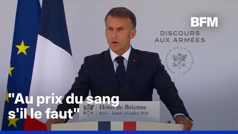 EMMANUEL MACRON AFFIRME QUE LA FRANCE EST PRÊTE À DÉFENDRE « LA LIBERTÉ ET LE DROIT », « AU PRIX DU SANG S’IL LE FAUT »