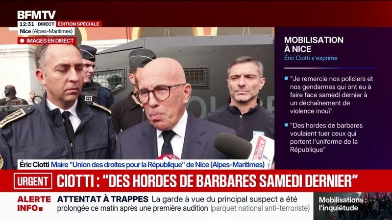 ÉRIC CIOTTI, MAIRE UDR DE NICE ESTIME QUE LES MANIFESTANTS CONTRE LE CONGRÈS DU RN À ORLÉANS « SONT COMPLICES DES VIOLENCES EN BLOQUANT AUTANT DE FORCES » DE L’ORDRE