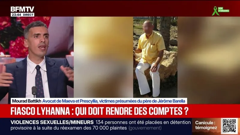 AFFAIRE LYHANNA: LE PARQUET NE ROUVRIRA PAS LE DOSSIER DE PRESCYLLIA, VICTIME PRÉSUMÉE DU PÈRE DE JÉRÔME BARELLA, ANNONCE MOURAD BATTIKH, SON AVOCAT