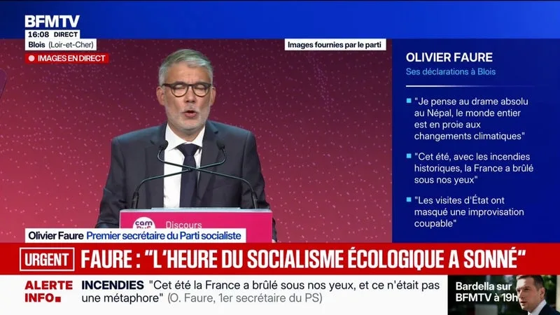 « JE PROPOSE DE SUSPENDRE TOUT VERSEMENT DE DIVIDENDES POUR TOUTE ENTREPRISE QUI NE S’ENGAGE PAS DANS SA PROPRE TRANSFORMATION ÉCOLOGIQUE », DÉCLARE OLIVIER FAURE, PREMIER SECRÉTAIRE DU PARTI SOCIALISTE