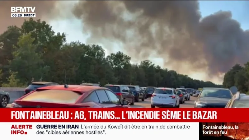 UNE PARTIE DE L’A6 FERMÉE, TRAINS RETARDÉS… À CAUSE DE L’INCENDIE DE FONTAINEBLEAU, LE TRAFIC ROUTIER ET FERROVIAIRE FORTEMENT PERTURBÉS