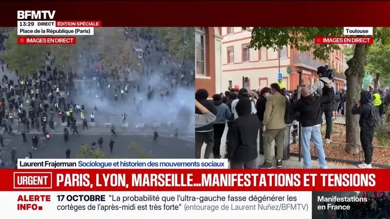 MANIFESTATION DU 17 OCTOBRE: DES MANIFESTANTS ONT BRIÈVEMENT ENVAHI LA MAIRIE DE MARSEILLE AVANT D’ÊTRE DISPERSÉS PAR LES FORCES DE L’ORDRE, QUELQUES DÉGÂTS OBSERVÉS SUR PLACE