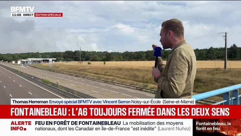 INCENDIE DE FONTAINEBLEAU: L’AUTOROUTE A6 TOUJOURS FERMÉE DANS LES DEUX SENS