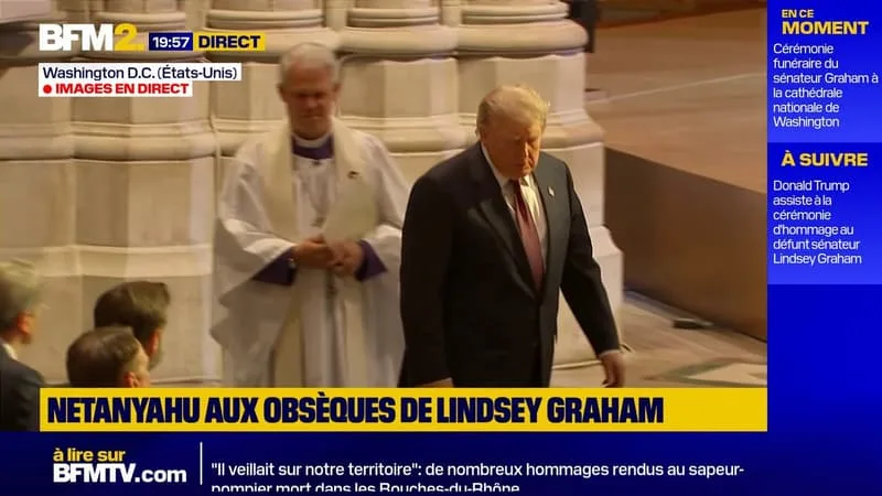 DONALD TRUMP ASSISTE AUX OBSÈQUES DU SÉNATEUR RÉPUBLICAIN LINDSEY GRAHAM