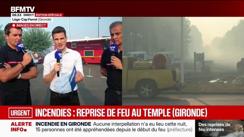 INCENDIE EN GIRONDE: « LA NUIT ÉTAIT RELATIVEMENT CALME (…) C’EST LA JOURNÉE D’AUJOURD’HUI QUI VA FOCALISER TOUTE NOTRE ATTENTION », EXPLIQUE CET OFFICER
