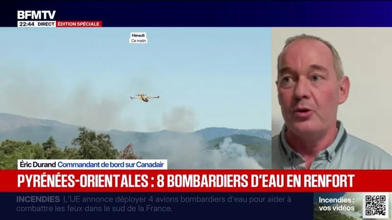 INCENDIES: « CE SONT 6.000 LITRES D’EAU QUI SONT LARGUÉS PAR AVION », EXPLIQUE ÉRIC DURAND, COMMANDANT DE BORD SUR CANADAIR