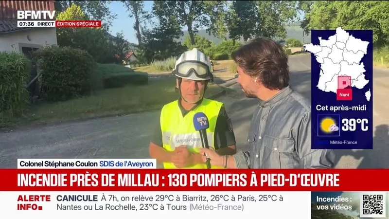 CANICULE: 130 POMPIERS MOBILISÉS POUR LUTTER CONTRE UN INCENDIE PRÈS DE MILLAU