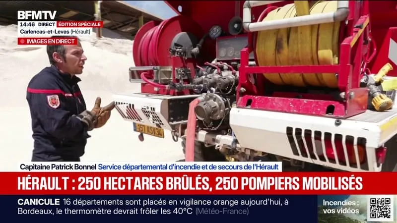 HÉRAULT: UNE CARRIÈRE RÉQUISITIONNÉE PAR LES POMPIERS AFIN DE RAVITAILLER LES CAMIONS