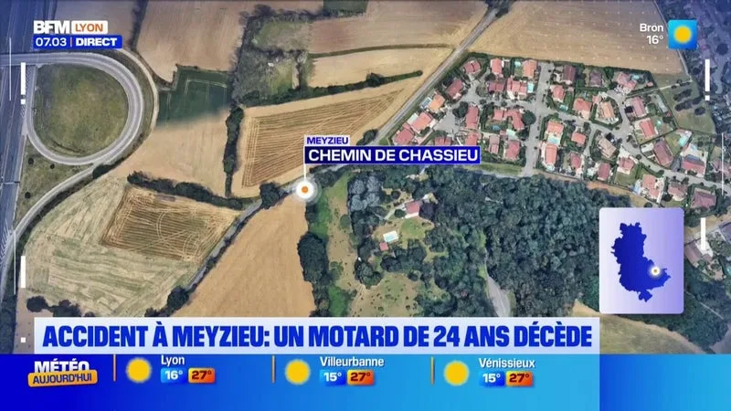 ACCIDENT À MEYZIEU : UN MOTARD DE 24 ANS DÉCÈDE