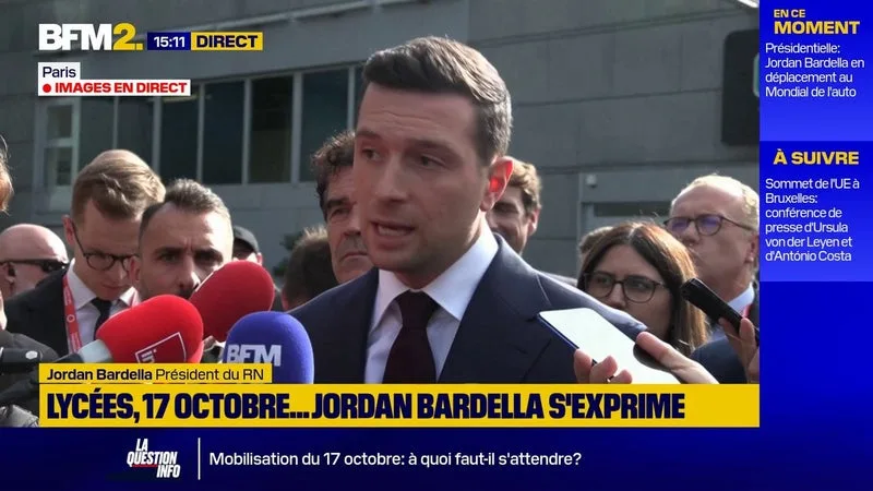 17 OCTOBRE: « UNE JOURNÉE POUR LA FRANCE DU CHAOS », ASSURE JORDAN BARDELLA
