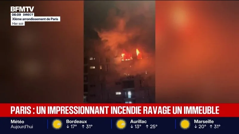 UN INCENDIE A RAVAGÉ UN IMMEUBLE DU 11E ARRONDISSEMENT DE PARIS DANS LA NUIT