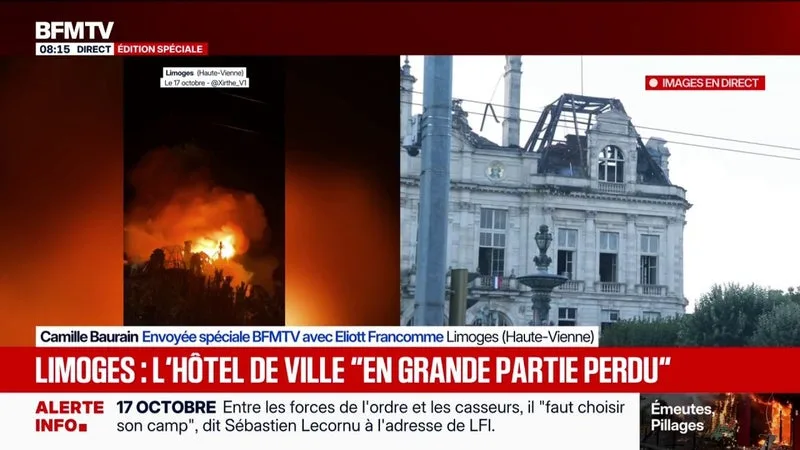 À LIMOGES, LES POMPIERS ENCORE MOBILISÉS AU LENDEMAIN DE L’INCENDIE DE LA MAIRIE