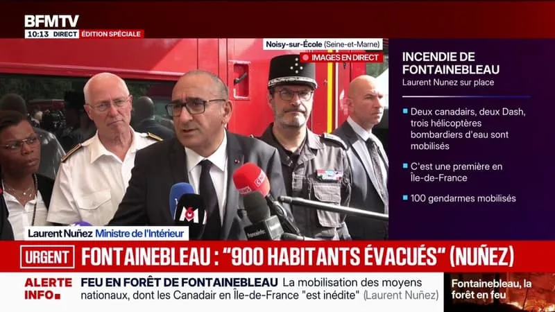 INCENDIE DE LA FORÊT DE FONTAINEBLEAU: LAURENT NUÑEZ, MINISTRE DE L’INTÉRIEUR, DÉCRIT UN INCENDIE « TOTALEMENT EXCEPTIONNEL ET INÉDIT » LIÉ « À LA SITUATION CLIMATIQUE »