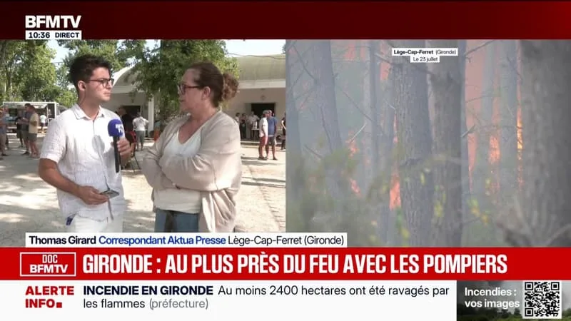 INCENDIE EN GIRONDE: « IL Y A ÉNORMÉMENT DE SOLIDARITÉ », TÉMOIGNE DOROTHÉE, ÉVACUÉE DE SON DOMICILE DU PORGE