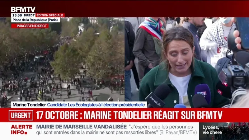 MANIFESTATION DU 17 OCTOBRE: « J’EN AI RAS-LE-BOL DE LA DOCTRINE DE MAINTIEN DE L’ORDRE DANS CE PAYS », ASSURE MARINE TONDELIER, CANDIDATE EELV À L’ÉLECTION PRÉSIDENTIELLE