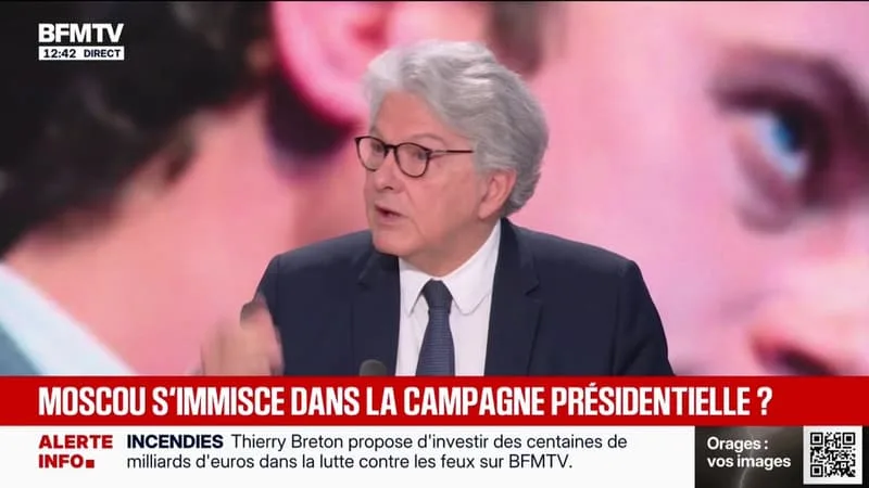 INGÉRENCES ÉTRANGÈRES: LA RUSSIE CHERCHE EN « PERMANENCE » À INFLUENCER LA PRÉSIDENTIELLE, SELON THIERRY BRETON